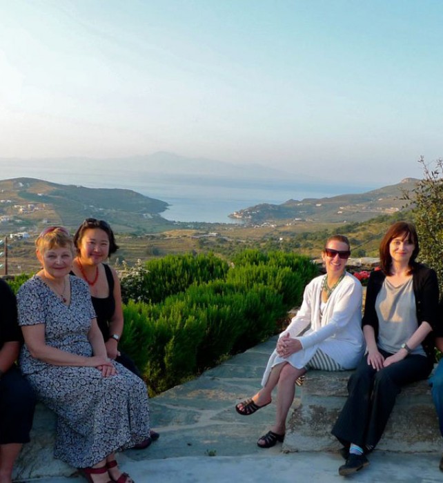 Evening at our friends Sofia and Haris’ house, overlooking Otzias bay and the neighboring islands.
