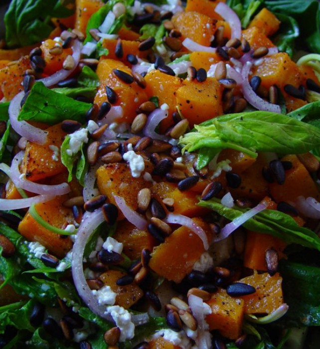 pumpkin spinach salad